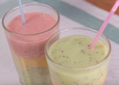 Tatlong kulay na smoothie ng prutas - magsaya sa umaga