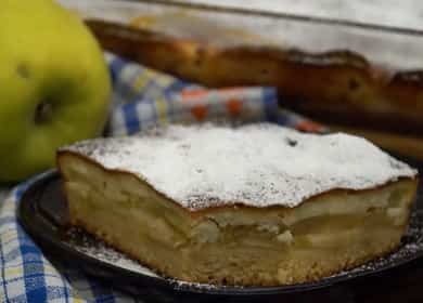 Ang cake na may cottage cheese at mansanas ayon sa isang hakbang-hakbang na recipe gamit ang isang larawan