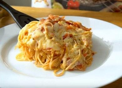 Pagluluto ng masarap na pasta na may bacon na hakbang-hakbang na recipe na may larawan.