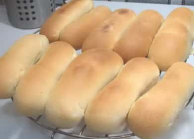 Hot dog buns: hakbang-hakbang na recipe na may larawan