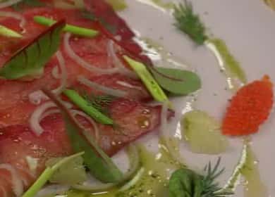 Pink salmon carpaccio - sorpresa ang iyong mga mahal sa buhay at kaibigan