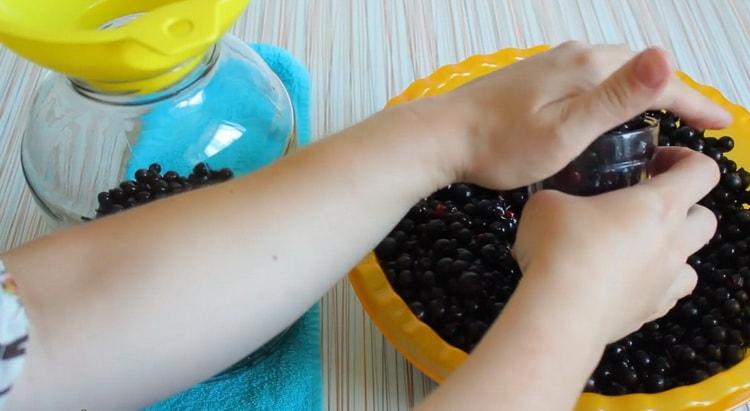 Upang maghanda ng blackcurrant compote, ilagay ang mga berry sa isang mangkok