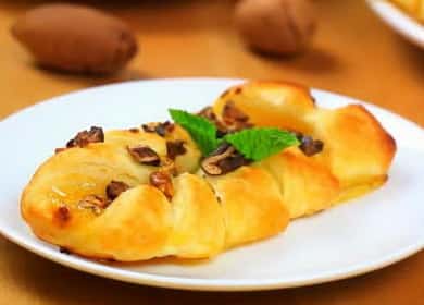 Mabilis na puff pastry na may puff pastry jam ayon sa isang hakbang-hakbang na recipe na may larawan