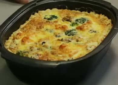 Quiche na may salmon at broccoli hakbang-hakbang na recipe na may larawan