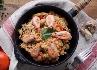 Real paella na may hipon: nagluluto kami ayon sa recipe na may isang larawan.