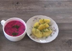 Malamig na beetroot na sopas ayon sa isang hakbang-hakbang na recipe na may larawan